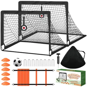 Soccer Goals for Backyard Set of 2, 4x3 ft Portable Pop Up Soccer Goals Toddle Soccer Goals Soccer Training Equipment with 1 Adjustable Agility Ladder, 1 Soccer Ball, 6 Soccer Cones