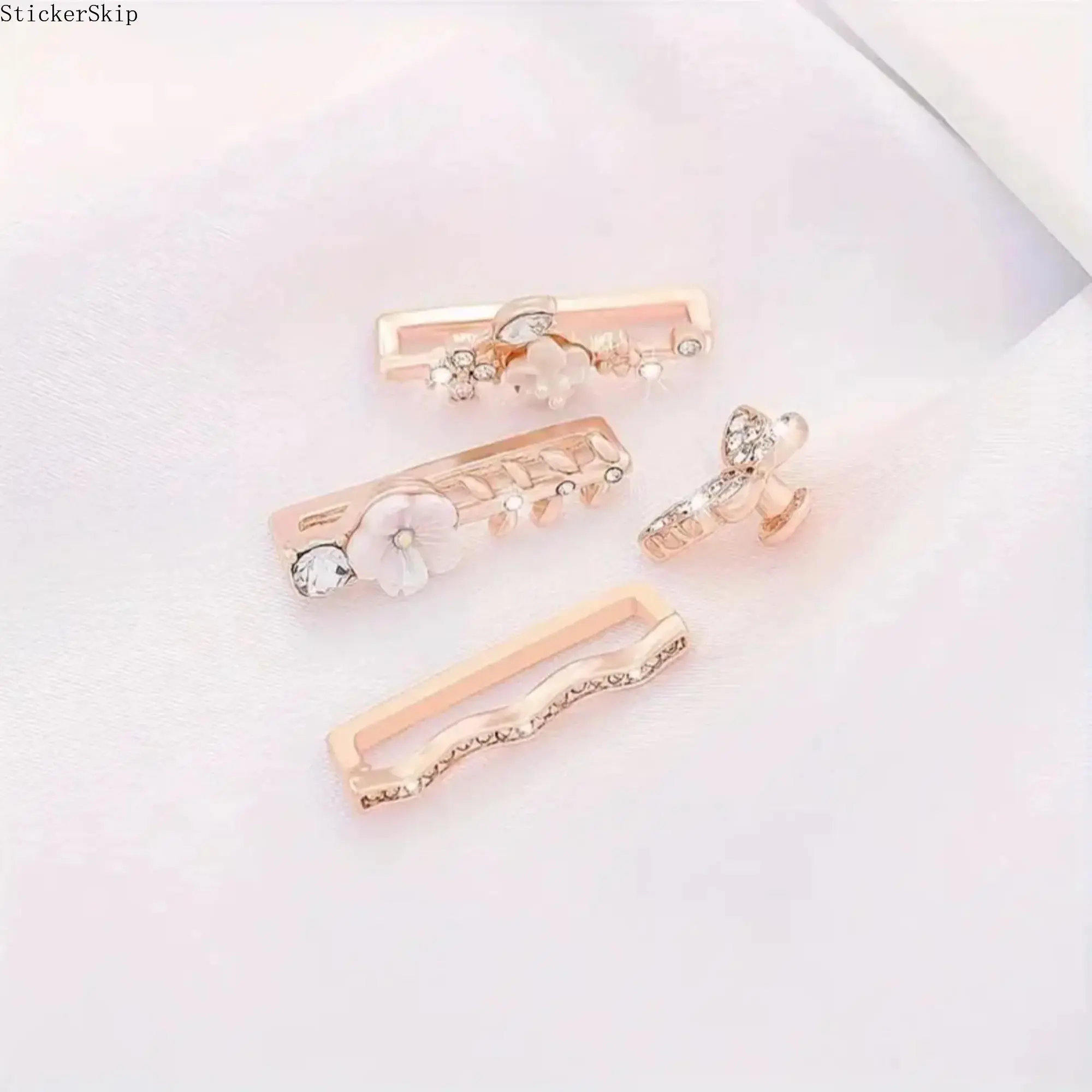 2026 Flower Butterfly iWatch Band Charms – 4PCS Jewelry Charm Set for Women, Rose Gold Cute Aesthetic Watch Accessories Fits All Series & Ultra, Feminine Stylish DIY Decoration