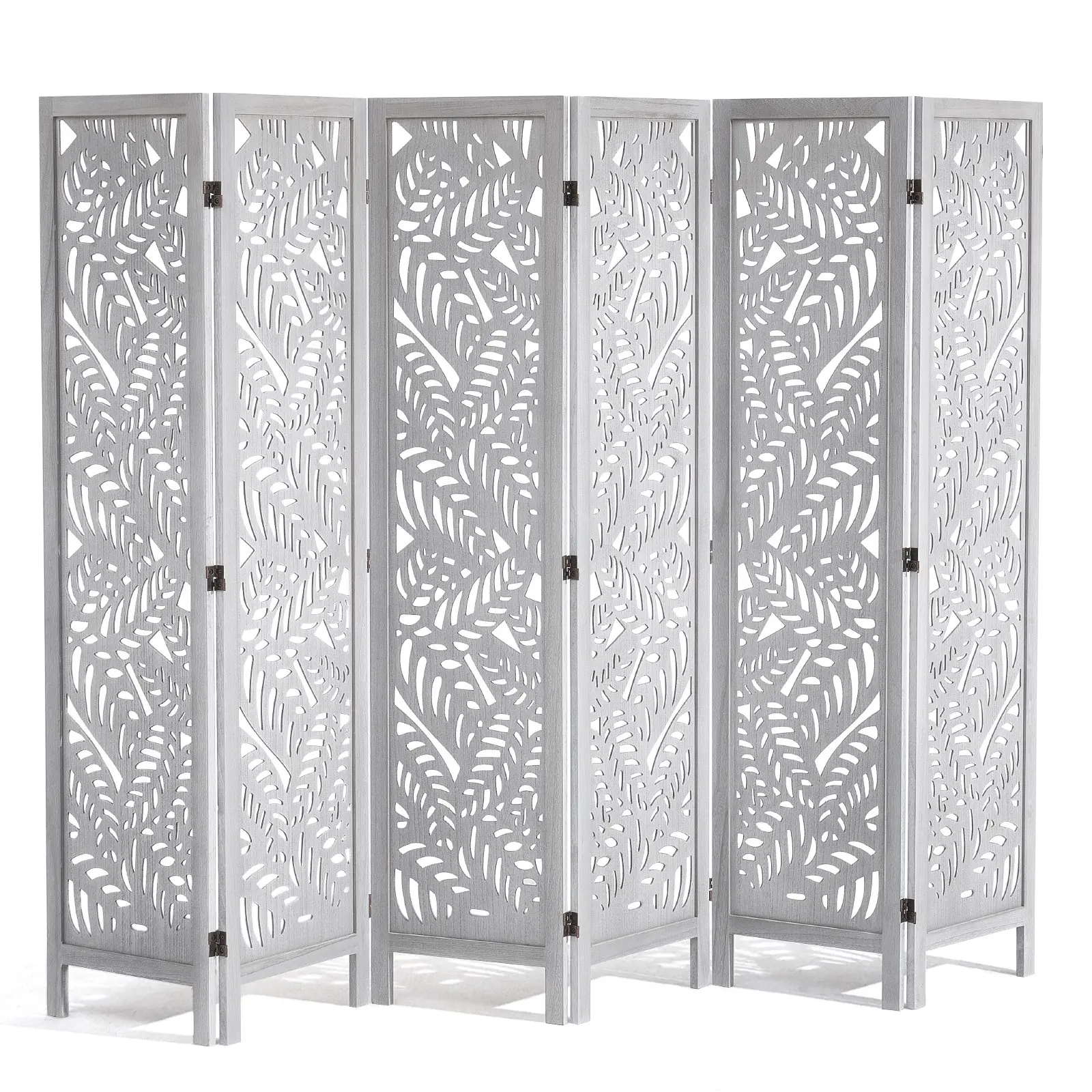 VEVOR Bohemian 6-Panel Foldable Wood Room Divider, 66.9 Inches Tall Modern Carved Partition, Portable Privacy & Sun Shading Screen for Home, Office