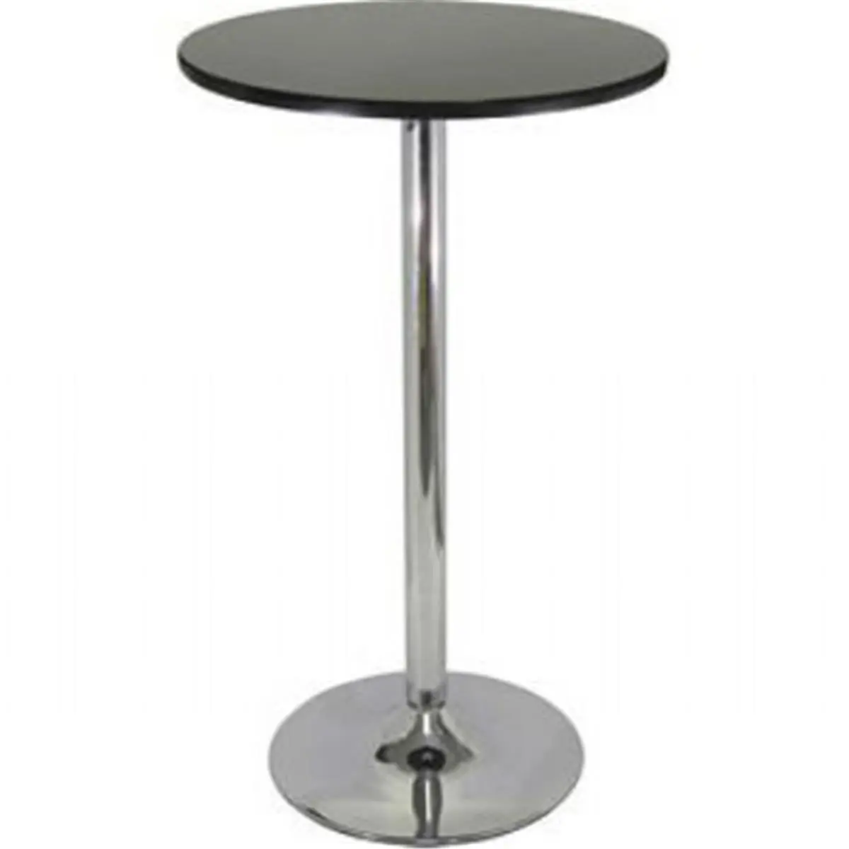 212 MAIN Round Outdoor Pub Table - Black MDF Top, Chrome-Finish Steel Legs & Base, 39.8h x 23.7w MDF & Steel Patio Dining Table, Outdoor Living Furniture