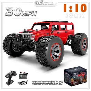 【Truck】【HUMMER】 LICENCED RADIO CONTROL CAR, 1/10 4WD Rc Brush 32MPH High Speed Truck 2.4GHz 50km/h Remote Control Racing Off-Road Vehicle, Alloy Off-Road Remote Control Cars with Shock Absorption,Amazing RC cars for kids and adults.