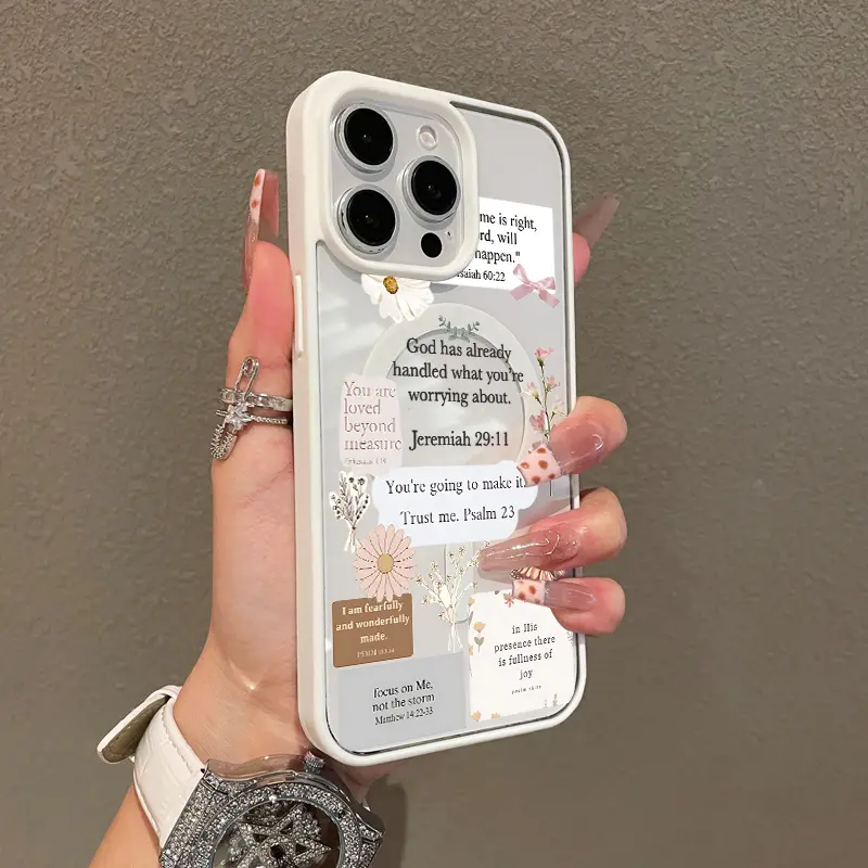 Magnetic Protective Case for iPhone 17 16 E Pro Max 15 Plus 14 13 12 11 XS XR, Girly Bible Verses and Flowers Design | Shockproof, Silicone, Stylish, Trendy, and Scratch Resistant