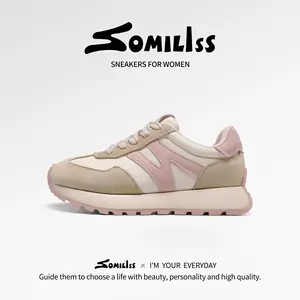 SOMILISS Women's Tennis Sneakers, Suede Upper with Non-Slip Breathable Design, All-Day Comfort Walking Shoes