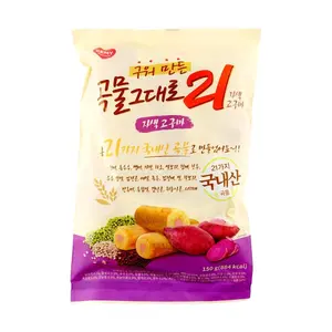Kemy Food Korean 21 Grain Energy Bar, Crispy Brown Rice Rolls with Purple Sweet Potato, 150g Healthy Snack