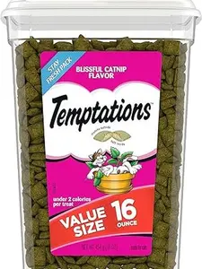 Temptations Classic Crunchy and Soft Cat Treats Blissful Catnip Flavor, 16 oz. Tub