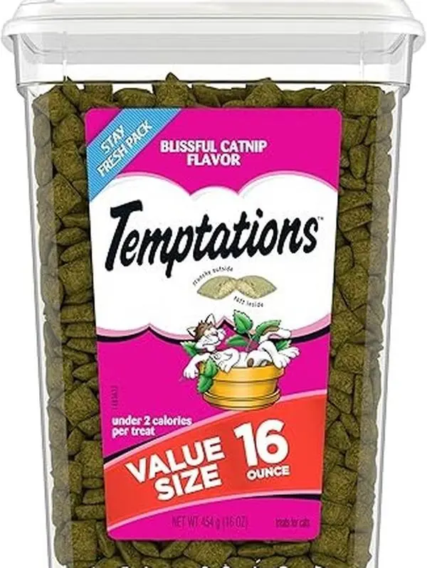 Temptations Classic Crunchy and Soft Cat Treats Blissful Catnip Flavor, 16 oz. Tub