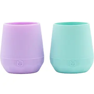 WeeSprout Silicone Baby Training Cups - Set of 2 Soft Silicone Cups - 2 oz Open Cup for Baby 6+ Months - Non-Slip Grip, Weighted Base