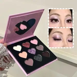 Nine color eye shadow plate, Glitter Shimmer Eyeshadow, matte pearl high light, Glossy, delicate soft, waterproof sweat proof, 24H long-lasting, music festival party essential gift
