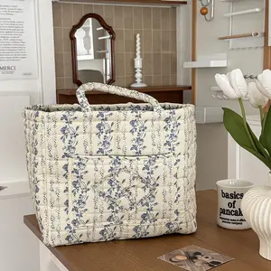 Vintage Floral Fabric Storage Basket, Large Capacity Multi-Purpose Organizer with Handles, Home Organizers, French Country Style, Rectangular Design