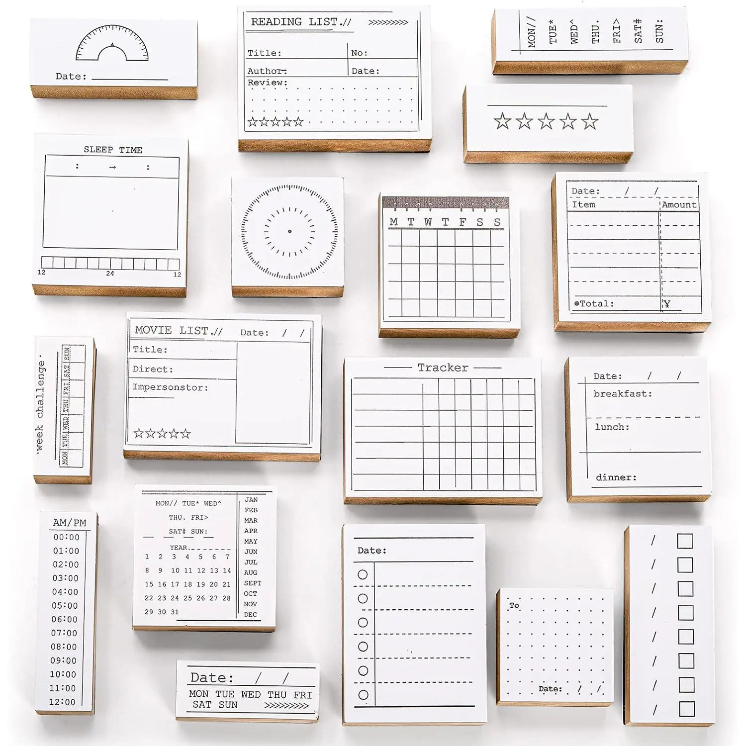 18 count  Journal , Decorative Rubber  Set, Calendar Planner , Scrapbook Stencils for , Tasks, Diary, Planner, Letters, Scrapbook, Cards, Crafts