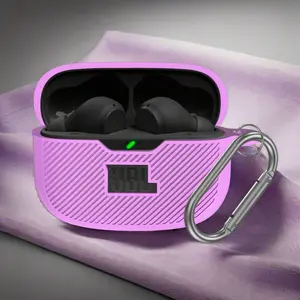 for JBL Vibe 200TWS & Vibe Beam Case Cover, Silicone Protective Shock Cover Compatible With True Wireless Headphones Charging Case With Carabiner