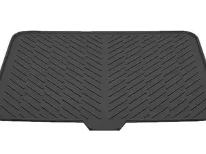 Silicone drying mat with built-in drainage outlet, heat resistant, eco-friendly, hygienic drying mat, leakproof and non-slip, silicone tableware drying mat, suitable for kitchen countertops or sinks (black).