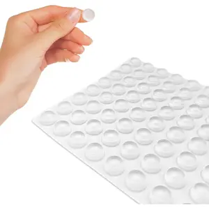 Cabinet Bumpers 0.47"x0.16"/128pcs Clear Rubber Bumpers Self Adhesive, Soft Door Bumper Pads, Sound Dampening, Kitchen Cabinet Pads for Drawers, Picture Frames, Cupboard Door Bumper
