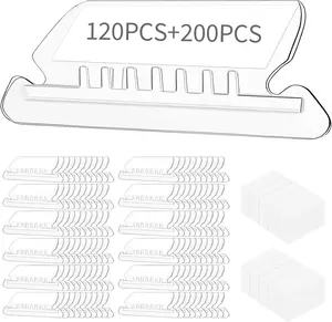 Hanging File Folder Tabs, 120 Pcs File Folder Tabs and 200 Pcs Inserts, File Tabs for Hanging Folders, Plastic Hanging Folder Tabs, Clear Hanging File Tabs for File Folders Reastar