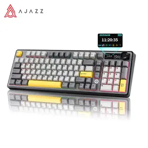 AJAZZ AK980  Wireless Mechanical Keyboard with TFT Screen and Knobs, Gasket Architecture Keyboard 98%, Hot Swappable Gaming Keyboard, PC/Mac/Linux Compatible
