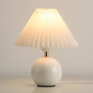 Bedside Table Lamp for Bedroom Nightstands, Birthday Gifts for Women Mom, House Warming Gifts New Home Decor, Ceramic Lamp for Living Room, White Modern Bedroom Lamp