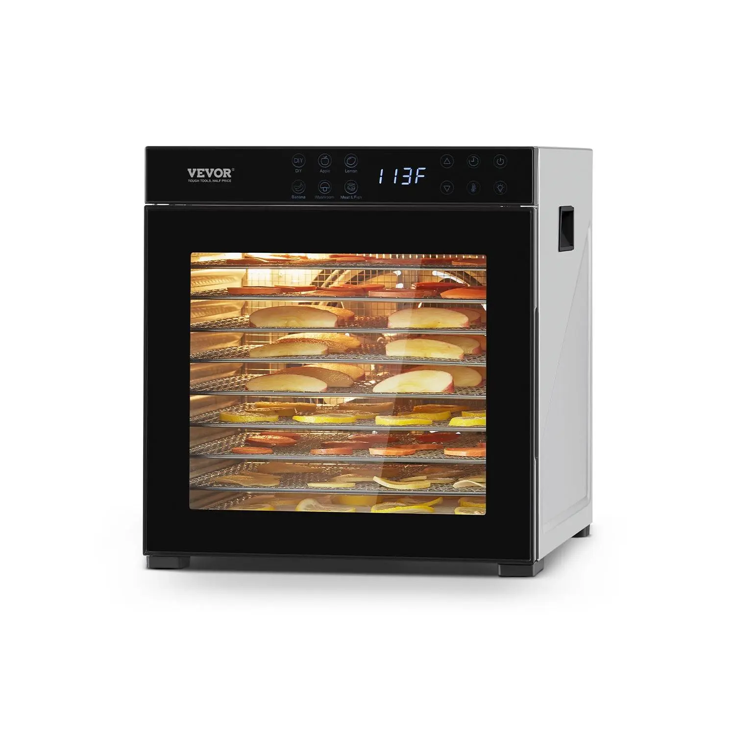 VEVOR Food Dehydrator Machine, 10 Stainless Steel Trays, 1000W Electric Food Dryer with Adjustable Temperature & 24-Hour Timer, Food-Dehydrator for Jerky, Meat, Fruit, Vegetables, Herbs, Dog Treats