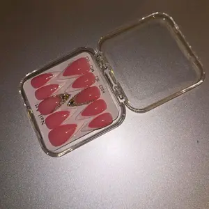 Press on nails stiletto pink and white