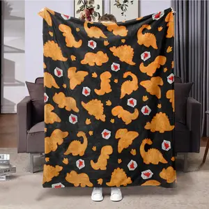 Dinosaur Patterned Blanket, Dinosaur Print Blanket, 1 Count Soft Comfortable Throw Blanket, Warm Napping Blanket for Home Office Camping Travel, Soft Cozy Blanket