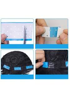 10 Pcs Wig Clips with Long Strip Breathable Dual Hole Adhesive Film, Adjustable Size for Comfort Fit, Ideal for Daily Use