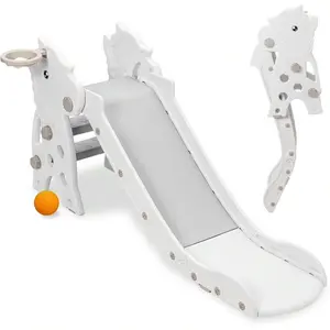 Kids Slide Freestanding Toddlers Slide With Basketball Hoop Ring Toss Toddler Climber Foldable Baby Slide Playground Equipment For Indoor Outdoor Play