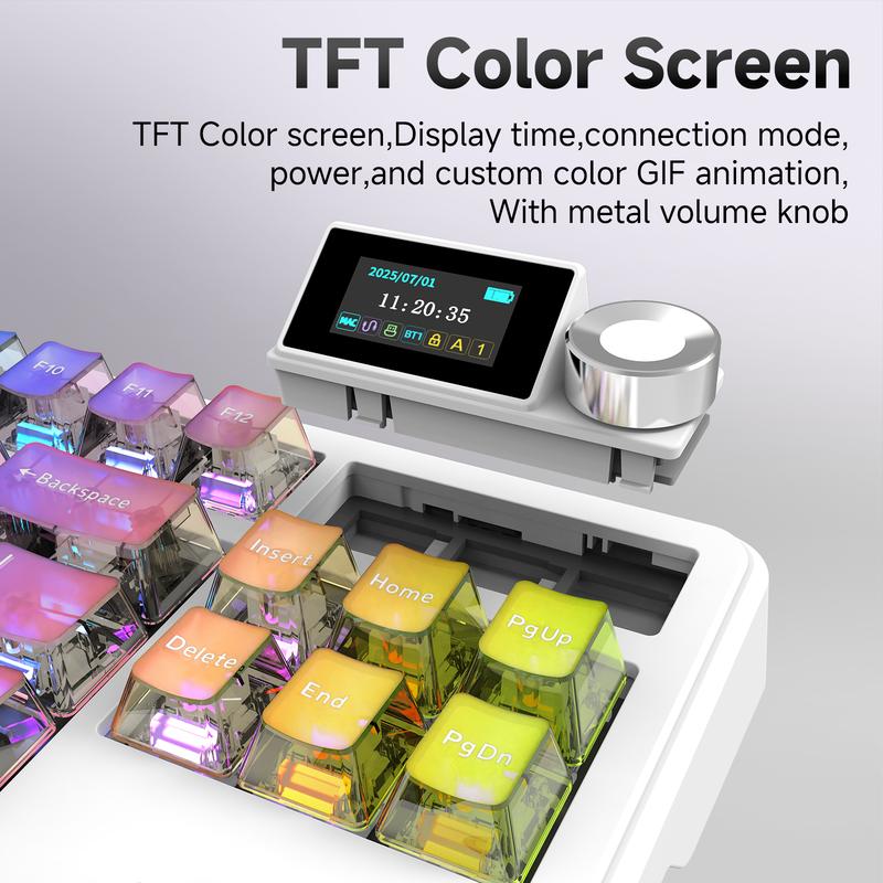 Ajazz MK87 PRO Wireless Gaming Mechanical Keyboard, Wireless/Wired/Bluetooth, ideal for gaming, computing, and office use, gaming setup,compatible with Windows/Mac/PC.