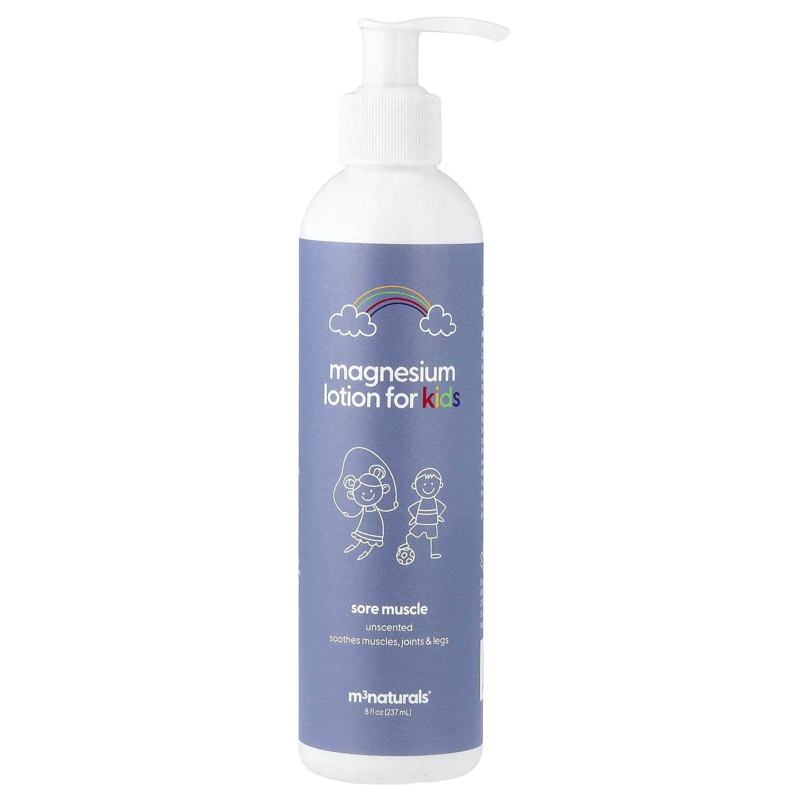 M3 Sore Muscle, Magnesium Lotion For Kids, Unscented, 8 fl oz (237 ml)