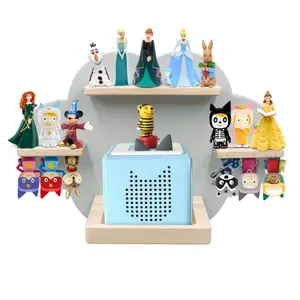 TonieBox & Tonie Shelf Cloud - Adjustable Durable Wooden Magnetic Wall Shelf for 12-20 Tonie Figures Characters Charging Station Decor Gery