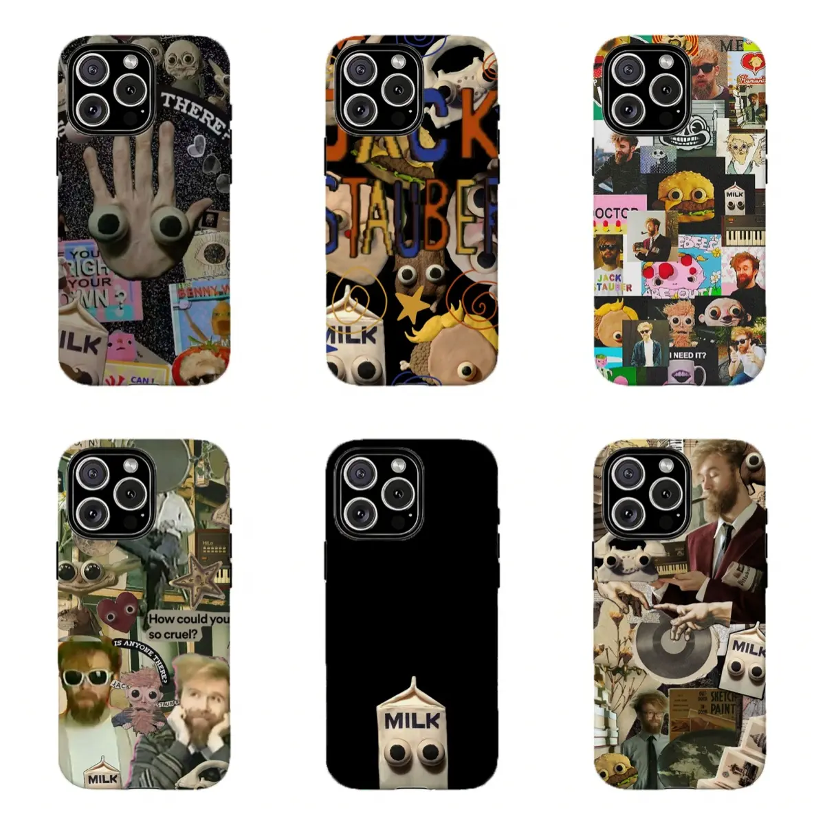Jack Stauber Surreal Collage Phone Case, Indie Pop Y2K Aesthetic, "Milk" Cartoon Art Cover,for iPhone 16 15 14 13 12 11 17Pro Max,for Samsung S25 S24 S23 S22 Ultra,Gifts For Fans, Phone Accessories