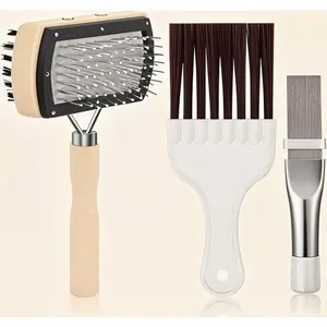 Stainless Steel Coil Cleaning Brush Set - Durable Refrigerator & AC Maintenance Tool - 3Pcs HVAC Coil Brush Kit for Efficient Dust Removal - Reusable Evaporator and Condenser Cleaner - Heavy Duty Split System Cleaning Supplies