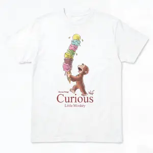 Vintage Style Curious George Little Monkey T-Shirt, Animal Tee, Cartoon Tshirt, Gifts Shirt, Unisex Vintage Graphic Tees Gothic Grunge Y2k Emo Scene Amity Affliction Style Clothes