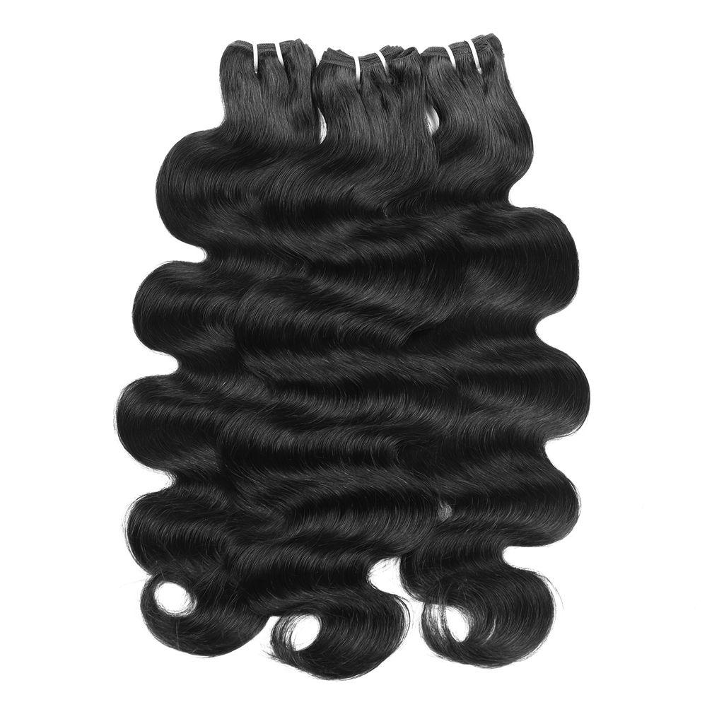 Body Wave Sew in Hair Extensions 2x6 Closure Quick Weave 30inch Brazilian Raw Human Hair Bundles with Closure Salon Quality Body Wave Hair 1 3 4 Bundles