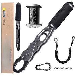 2-in-1 Fish Lip Gripper, -Finger Operation  Alloy Fish Gripper with Scale, 40lb Weighing Fish Grabber for Large Fish, 360? Swivel Handle, -Resistant for Saltwater & Freshwater