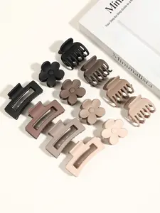 12pcs matte claw clip, suitable for fine and soft hair, double-tooth medium hairpin, ladies small size claw clip, non-slip short hair accessories, Christmas, Halloween and Thanksgiving gifts (dark series) Claw Set