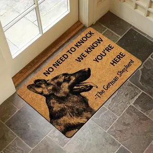 1pc NO NEED to KNOCK German Shepherd Door Mat - Heavy-Duty "Knock Not Needed" Welcome Mat with German Text, Non-Slip Indoor/Outdoor Entry Mat for Shepherd Owners, Machine Washable Pet Lover Home Decor Mat, Durable Decorative Mat, Dog Design