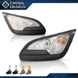 CROSSDESIGN Front Bumper w/ Lamp Cover Bezel Fog Light LH RH Fit For 18-22 Ford EcoSport