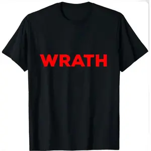 Women's 100% Cotton Short-Sleeve Round Neck WRATH Bold Red Statement Graphic T-Shirt - Comfy, Breathable, Minimalist, Unisex Fit, Everyday Fashion Gothic Streetwear for Summer Casual