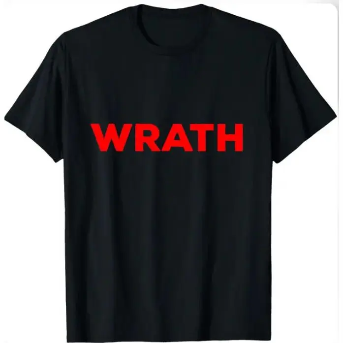 Women's 100% Cotton Short-Sleeve Round Neck WRATH Bold Red Statement Graphic T-Shirt - Comfy, Breathable, Minimalist, Unisex Fit, Everyday Fashion Gothic Streetwear for Summer Casual