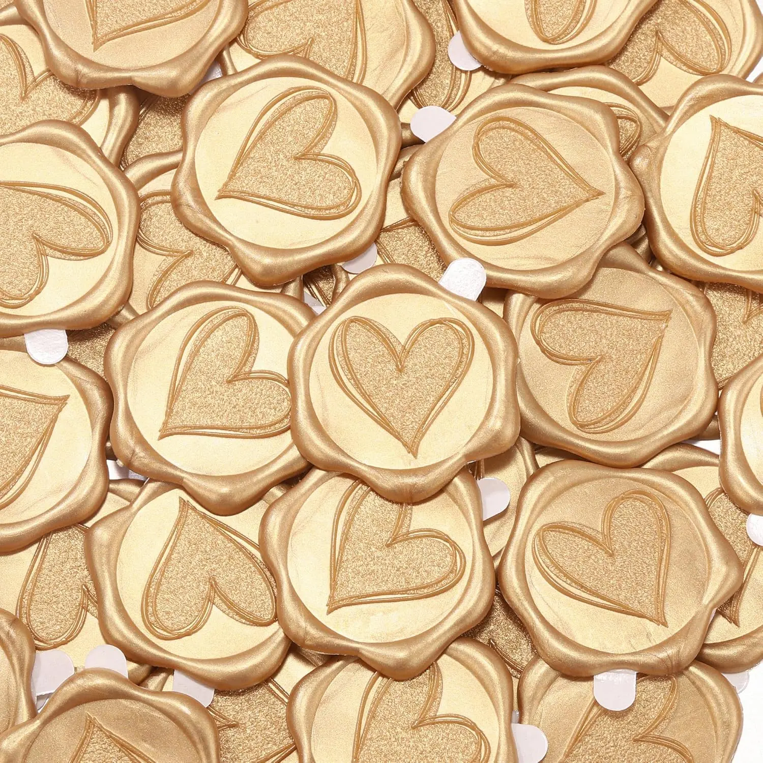 Heart Wax Seal Stickers, 50 count Light  Wedding Invitation Envelope Seal Stickers, Self- Adhesive Wax Seal Stickers for Wedding Party Birthday Christmas