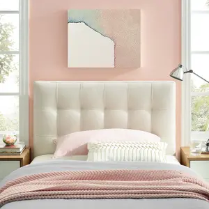 Modway Lily Twin Upholstered Fabric Headboard in Ivory