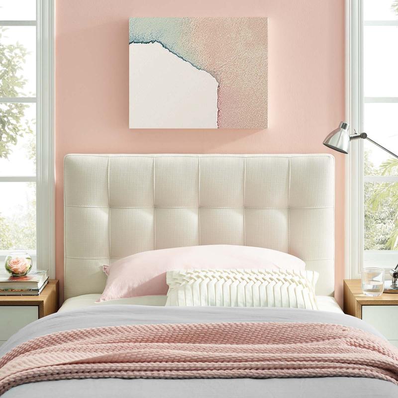 Modway Lily Twin Upholstered Fabric Headboard in Ivory