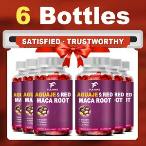 Aguaje Red Maca Root (Maca Root Supplement) Premium 720 Capsules 6 Bottle - Peruvian Butt Capsules - Female Health Supplement - Curves Powerful Antioxidant