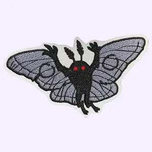Mothman Patch - Cryptid Paranormal Folklore Iron On Sew On Cryptozoology Humanoid Creature Patches for Jackets Sweaters Bags 3.54” x 3.30” Geometric Embroidery Design Butterfly Embroidery