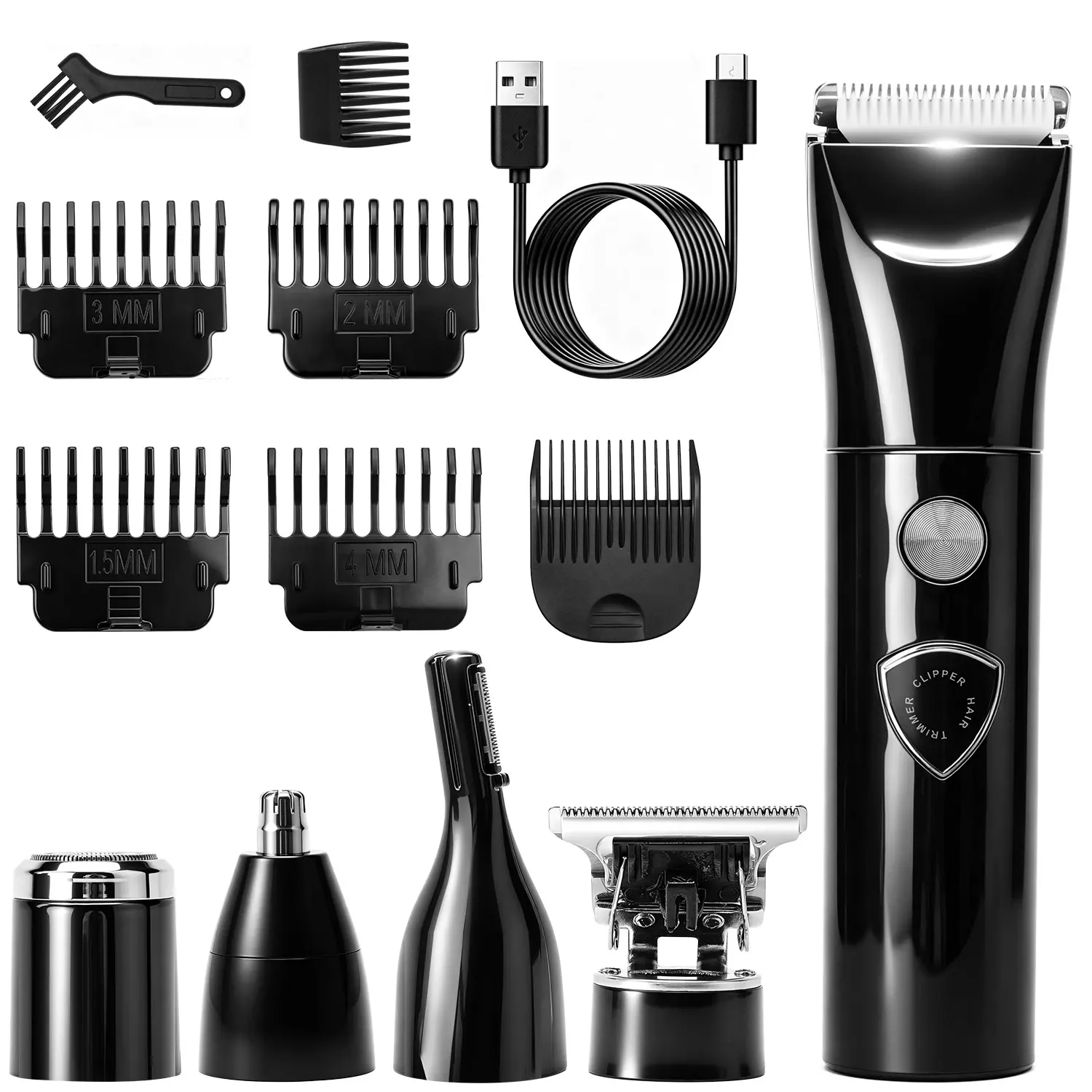 Cordless 5-in-1 Electric Shaver & Trimmer, Professional Hair Clippers for Men Women Barber Clippers Set, T-Blade Beard Hair Trimmer with LED Display