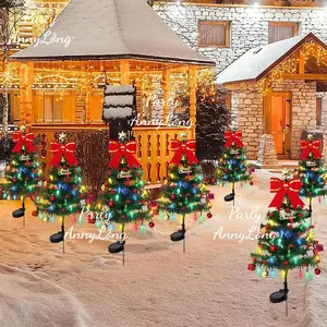 Solar Christmas Tree Garden Stake Lights, Outdoor Pathway Landscape Lighting, Holiday Decoration for Lawn Patio Party, Outdoor Decorative Lights