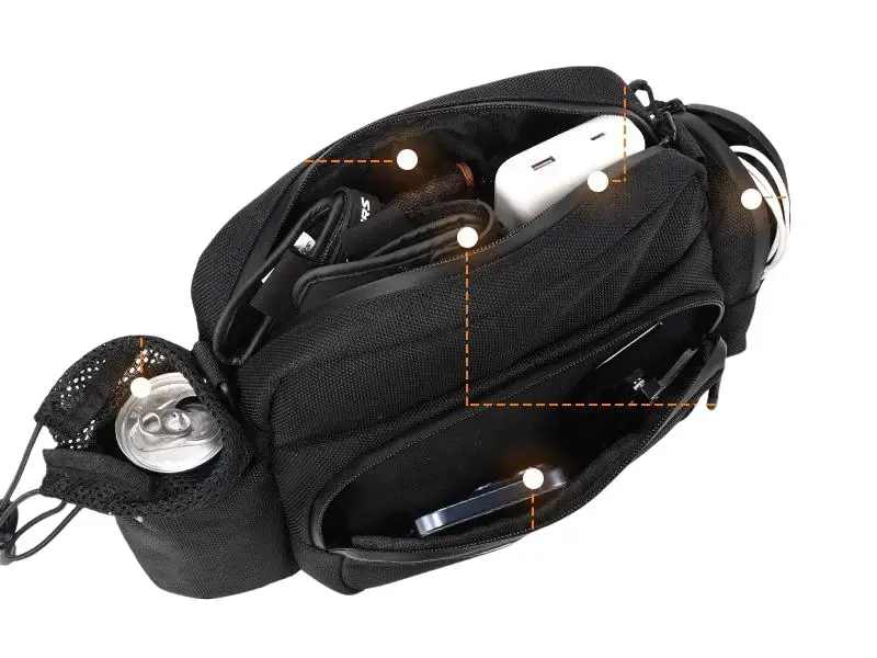 Black Water-Resistant Reflective Motorcycle Handlebar Bag - Front Fork Sissy Bar Storage Accessory for Motorbike Cruisers, Dirt Bikes