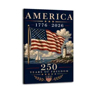 America 250 Patriotic Fame Frameless Canvas Wall Art, Home Decoration Ornaments, Modern Aesthetic Print for Living Room & Bedroom, Gift-Worthy Poster for Office Bathroom Family Home Supplies