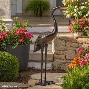 43-Inch Rustproof Aluminum Sunny Crane Arch Sculpture with Shiny Copper Finish - Pre-Assembled Tropical Backyard Outdoor Garden Accent Décor