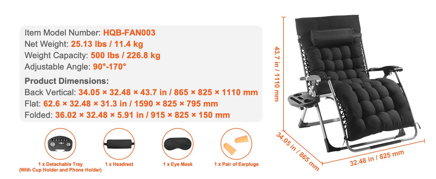 SucceBuy Zero Gravity Chair Zero Gravity Recliner Lounge Chair Adjustable Anti Gravity Chair with Cushion Footrest and Cupholder