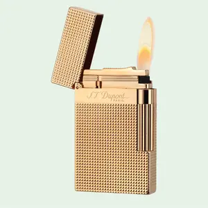 [Classical] Diamond Engraved Rose Gold Guilloche Dupont old fashined Lighter 140g best gift for him